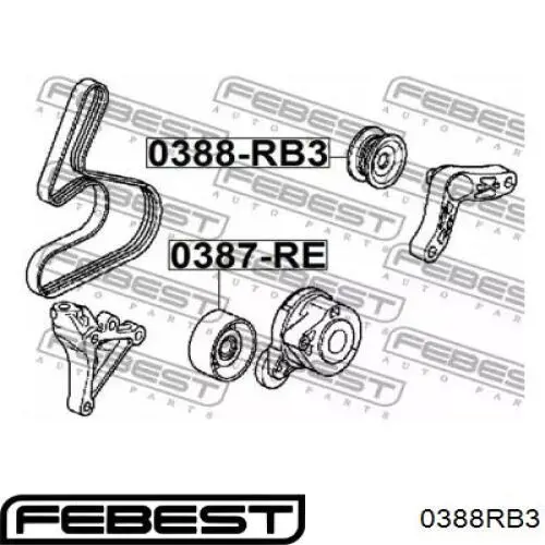 Ролик приводного ременя, паразитний Febest 0388RB3 ціна, від 34.24 USD