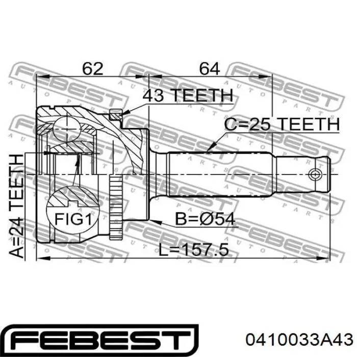 Граната колісна Febest 0410033A43 ціна, від 34.59 USD