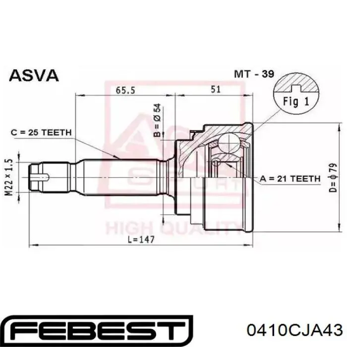 ШРУС зовнішній Febest 0410CJA43
