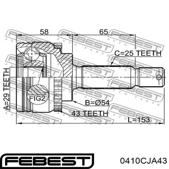 ШРУС зовнішній передній 0410CJA43 Febest