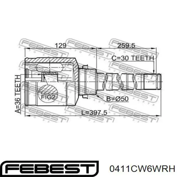 ШРУС внутрішній правий 0411CW6WRH Febest