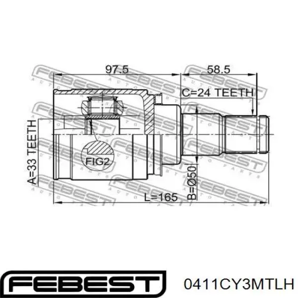 Купити 0411CY3MTLH Febest Граната внутрішня, передня, ліва