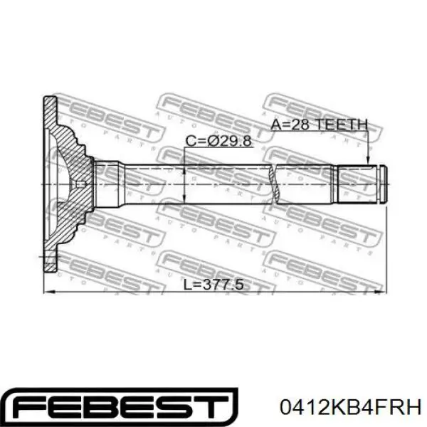 Вал приводу піввісь, проміжний Febest 0412KB4FRH ціна, від 122.15 USD