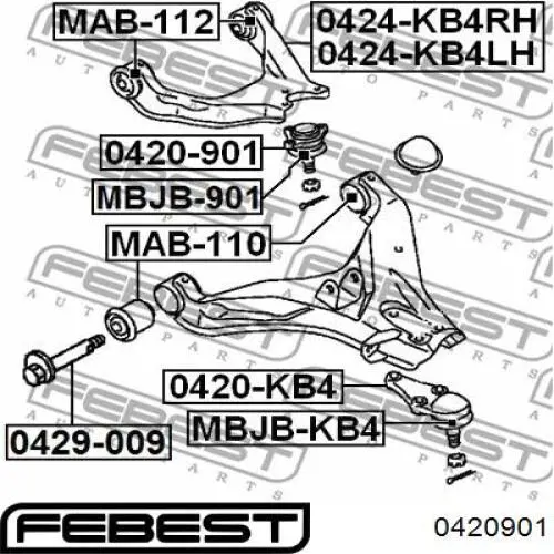 Купити 0420901 Febest Кульова опора, верхня