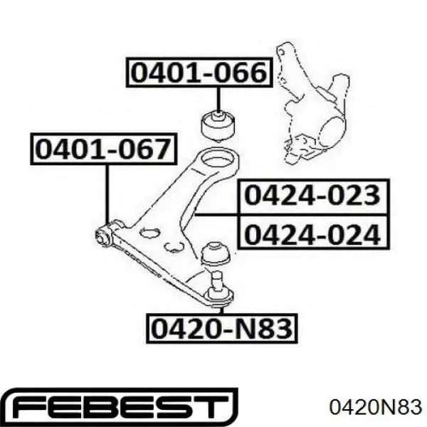 Купити 0420N83 Febest Кульова опора, нижня