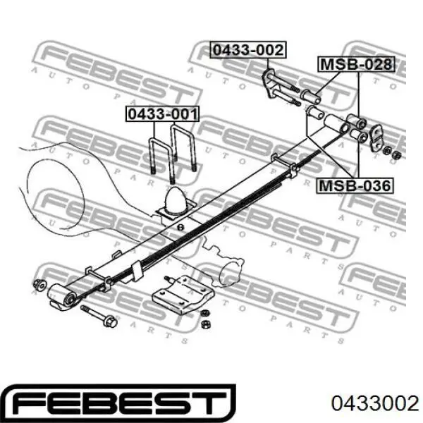 Серьга задньої ресори Febest 0433002 ціна, від 17.58 USD