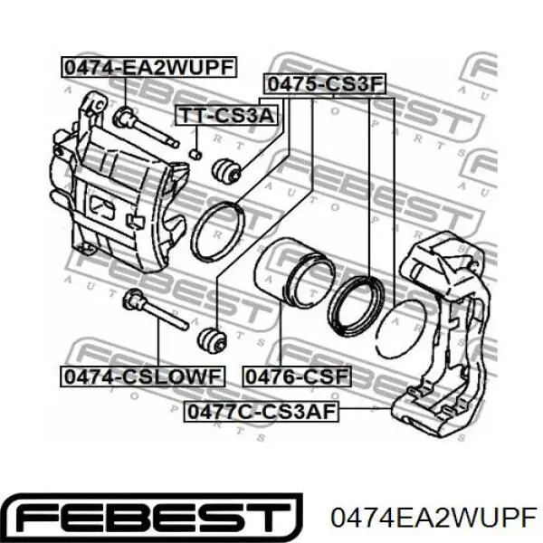 Направляюча супорту переднього, верхня Febest 0474EA2WUPF ціна, від 9.01 USD
