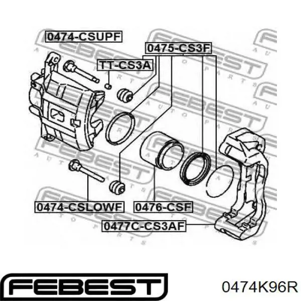 Купити 0474K96R Febest Супорт гальмівного, заднього