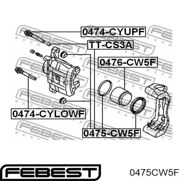 Купити 0475CW5F Febest Ремкомплект переднього супорту