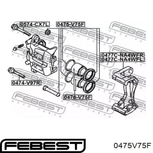 0475V75F Febest ремкомплект супорту гальмівного переднього