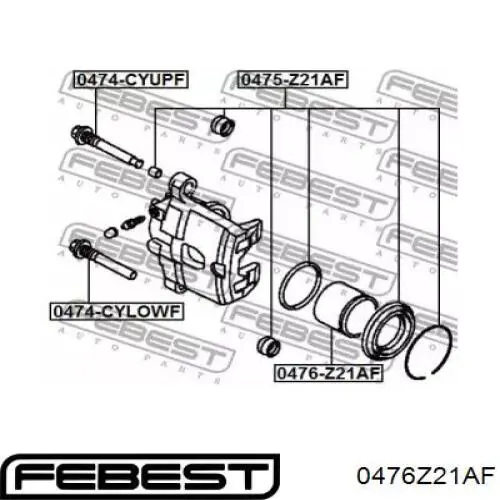 Поршень супорту гальмівного, переднього 0476Z21AF Febest