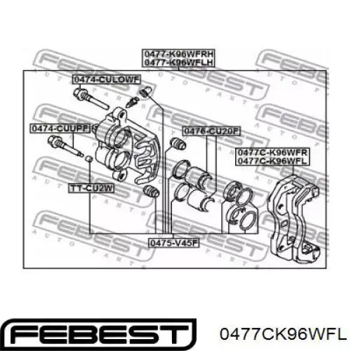Скоба супорта переднього Febest 0477CK96WFL