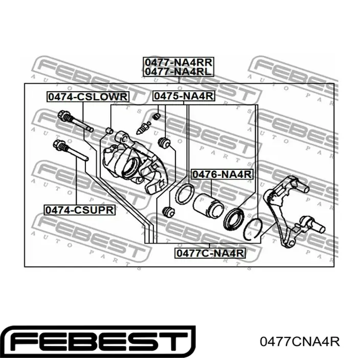 Скоба супорту заднього Febest 0477CNA4R