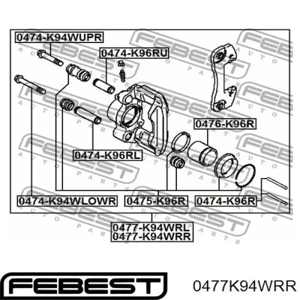 Купити 0477K94WRR Febest Супорт задній правий