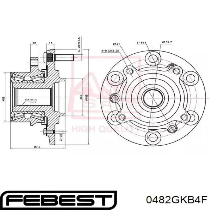 Підшипник ступиці 0482GKB4F Febest