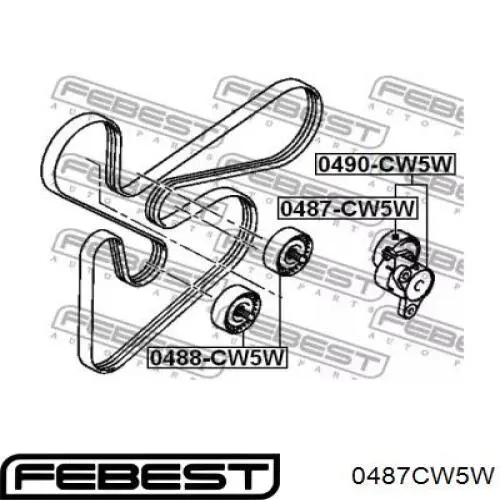 0487CW5W Febest Ролик натяжителя ременя агрегатів
