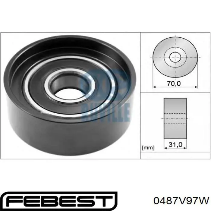 0487V97W Febest Ролик натягувач