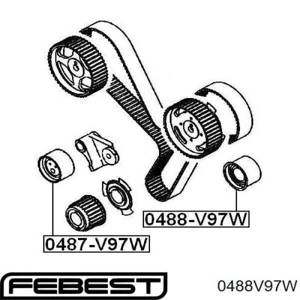 Купити 0488V97W Febest Ролик паразитний ГРМ