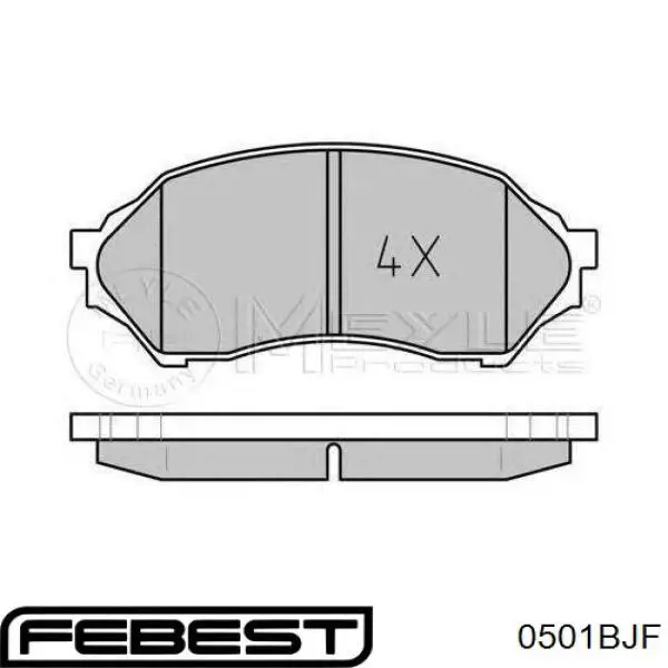 Купити 0501BJF Febest Колодки гальмівні передні, дискові
