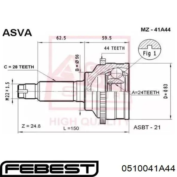 Граната колісна Febest 0510041A44 ціна, від 30.52 USD
