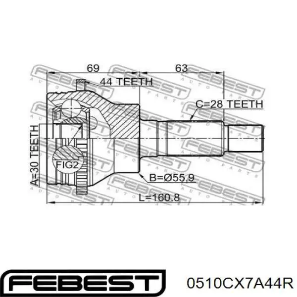Граната зовнішня задня Febest 0510CX7A44R ціна, від 124.69 USD