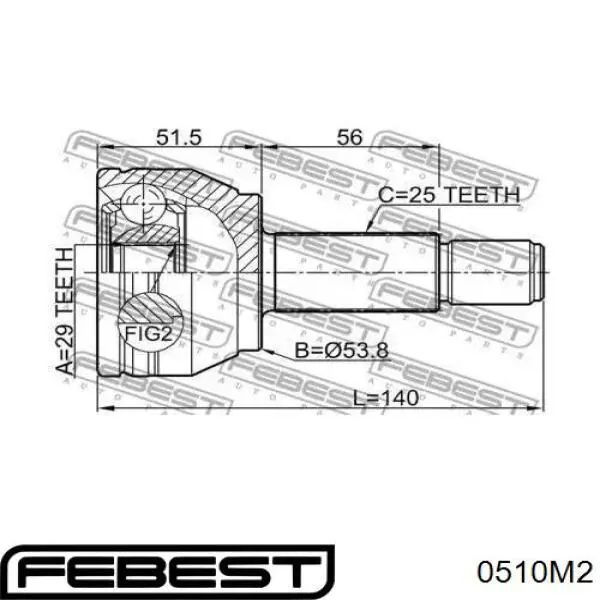 Граната колісна Febest 0510M2 ціна, від 26.33 USD