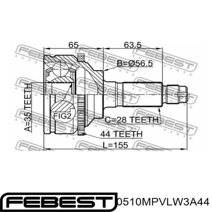 Граната колісна Febest 0510MPVLW3A44 ціна, від 63.71 USD