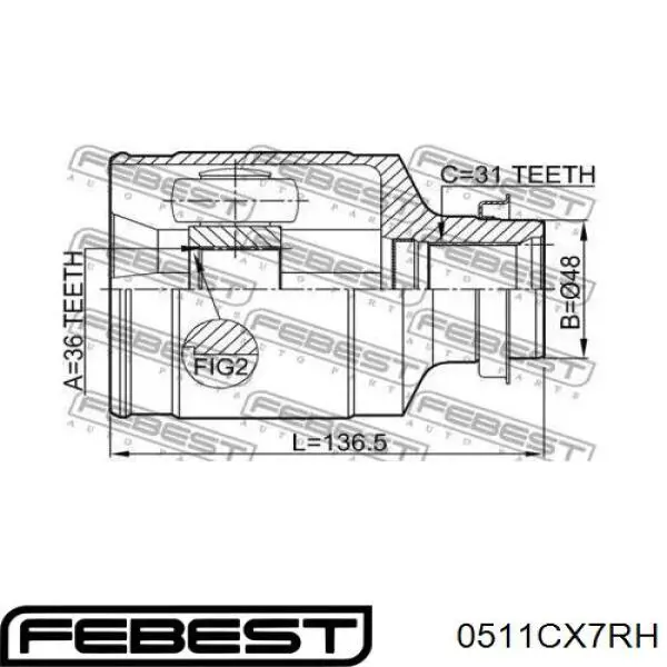 0511CX7RH Febest ШРКШ внутрішній, передній, правий