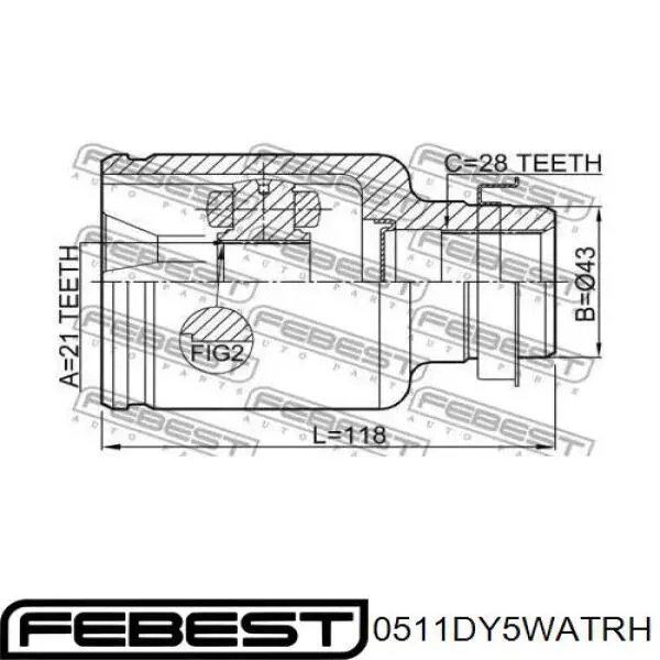 ШРКШ внутрішній, передній, правий Febest 0511DY5WATRH ціна, від 27.65 USD