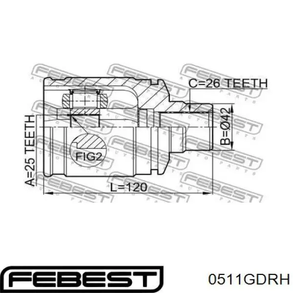 Купити 0511GDRH Febest ШРУС внутрішній правий
