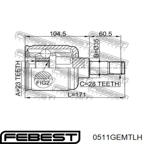 Купити 0511GEMTLH Febest Граната внутрішня, передня, ліва