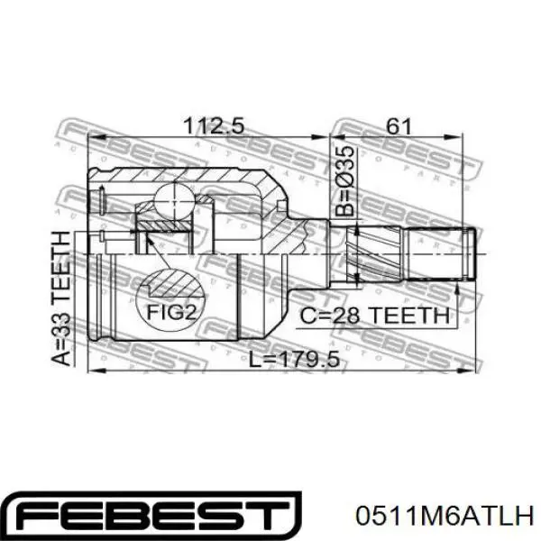 Купити 0511M6ATLH Febest ШРКШ зовнішній передній, лівий