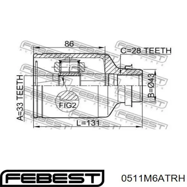 Купити 0511M6ATRH Febest ШРУС внутрішній правий