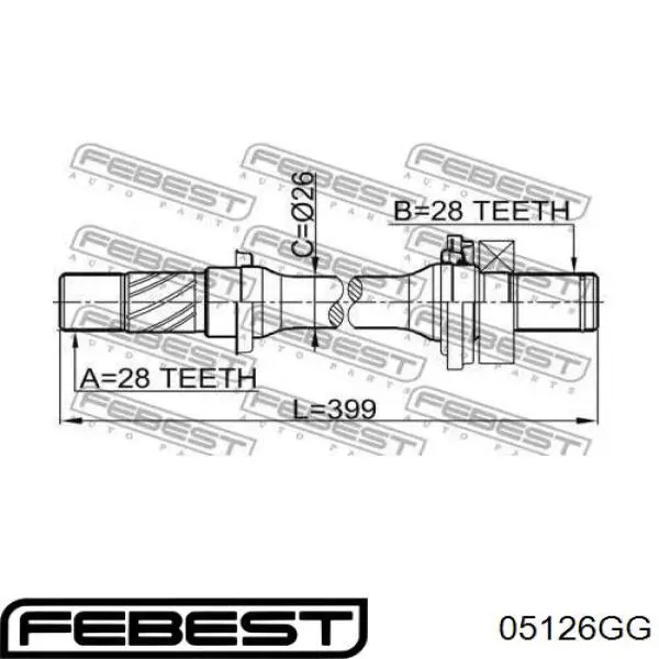 Вал приводу проміжний 05126GG Febest