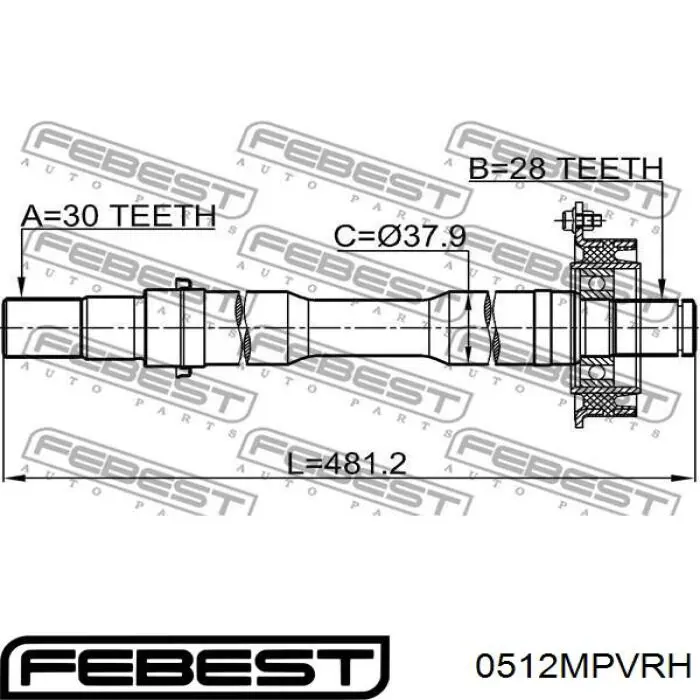 Піввісь (привід) передня, права 0512MPVRH Febest