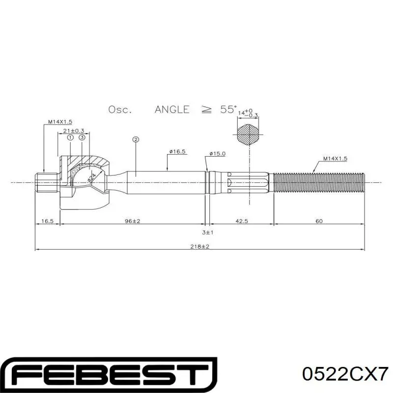 Купити 0522CX7 Febest Тяга рульова поздовжня
