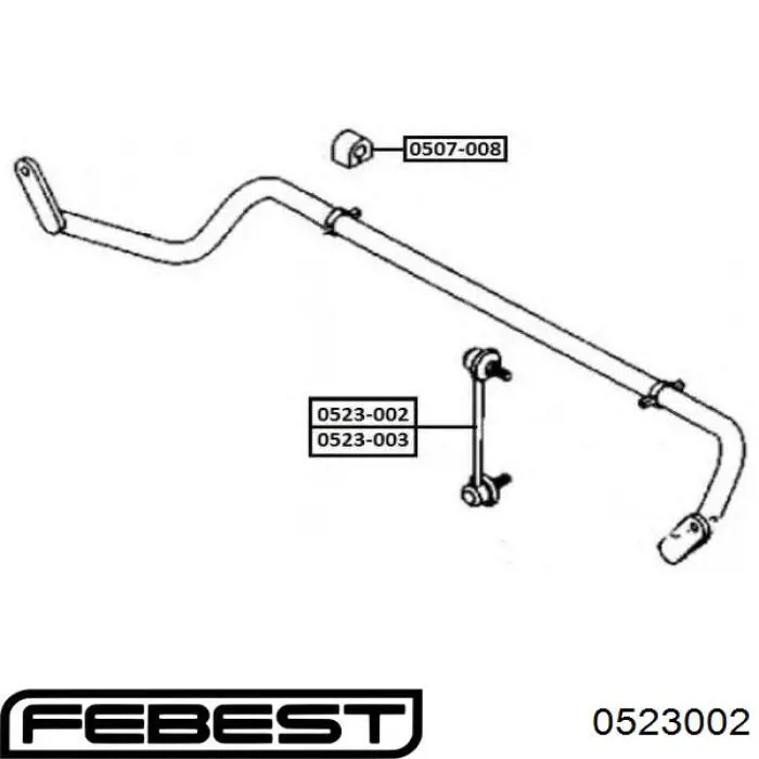 Стійка стабілізатора, переднього, права Febest 0523002 ціна, від 5.98 USD