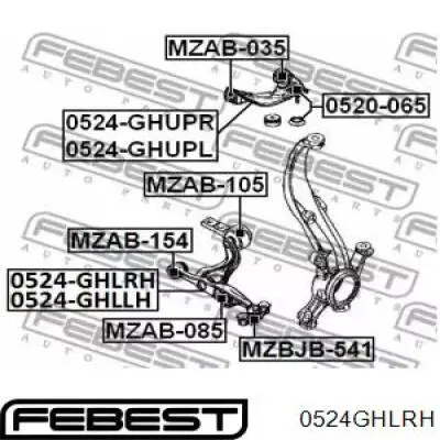 Важіль передньої підвіски нижній, правий Febest 0524GHLRH ціна, від 145.75 USD