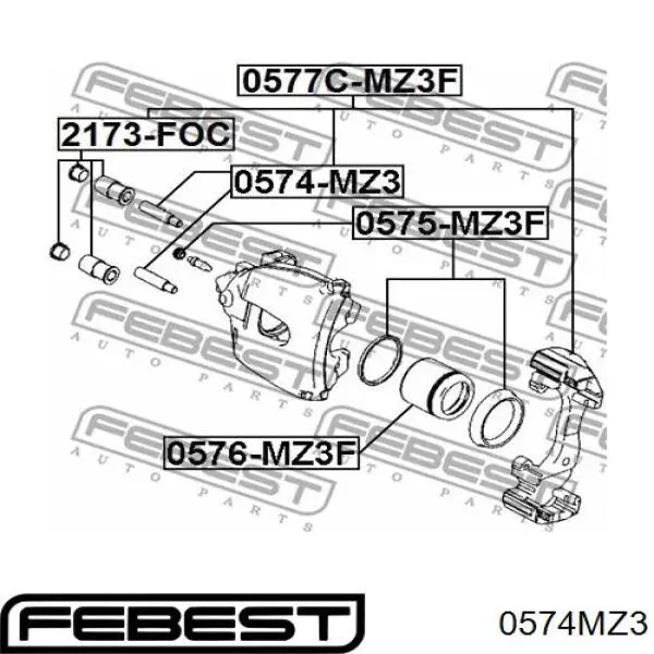 Купити 0574MZ3 Febest Направляюча супорту заднього