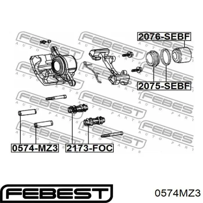 Направляюча супорту заднього 0574MZ3 Febest