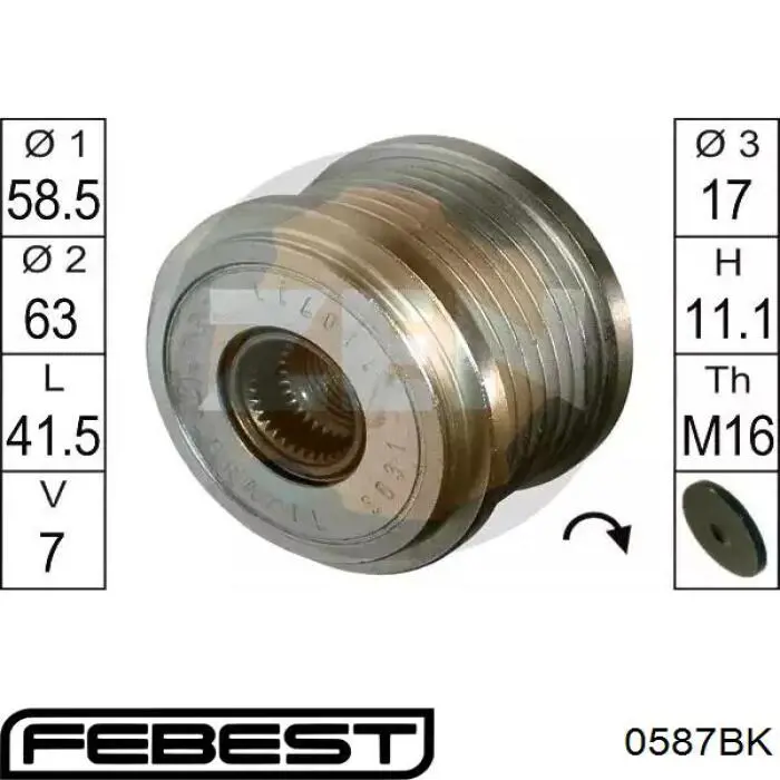 Купити 0587BK Febest Натяжний ролик