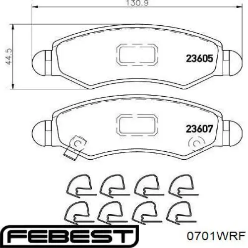 Купити 0701WRF Febest Колодки гальмівні передні, дискові