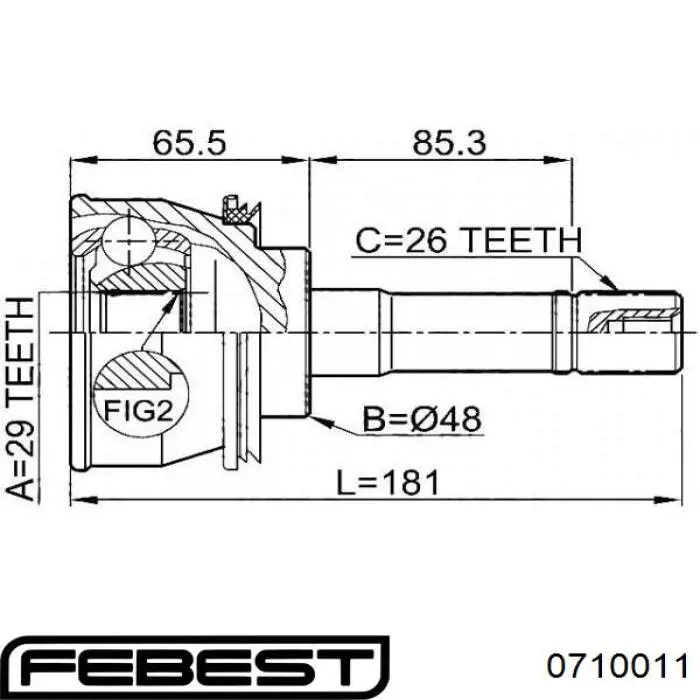 ШРУС зовнішній передній 0710011 Febest