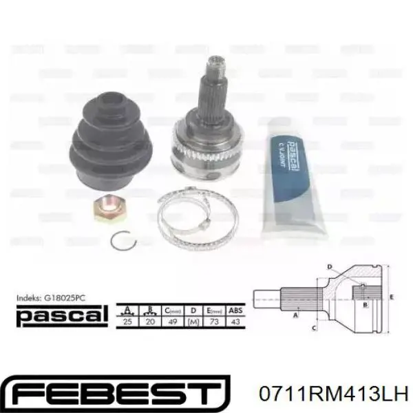 Пильник ШРКШа внутрішній, правий 0711RM413LH Febest