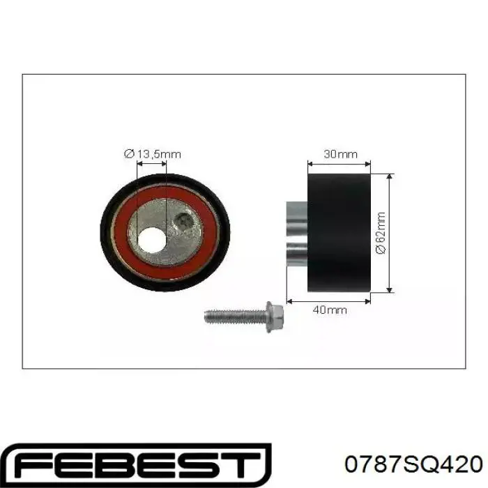 Ролик натяжителя ременя газорозподілу Febest 0787SQ420 ціна, від 13.79 USD