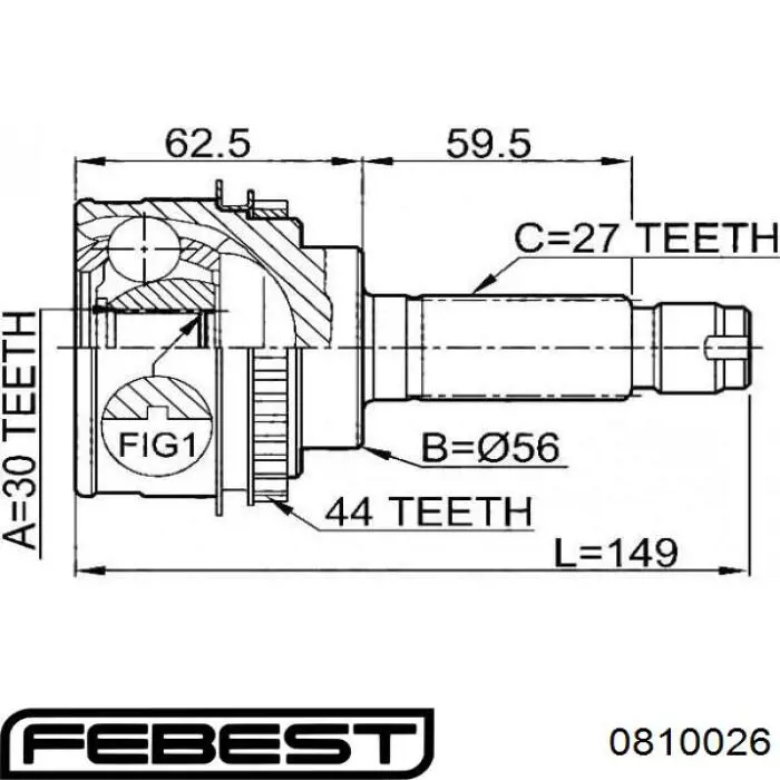 ШРУС зовнішній Febest 0810026