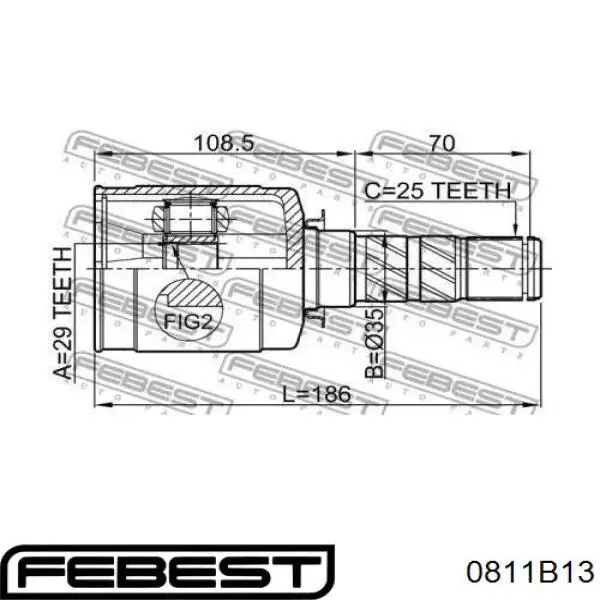 ШРКШ внутрішній, передній Febest 0811B13 ціна, від 117.81 USD