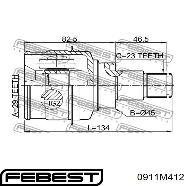 ШРКШ внутрішній, передній Febest 0911M412 ціна, від 98.94 USD