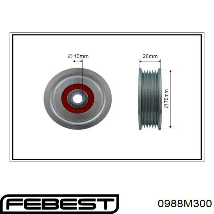 Ролик приводного ременя, паразитний Febest 0988M300 ціна, від 24.89 USD