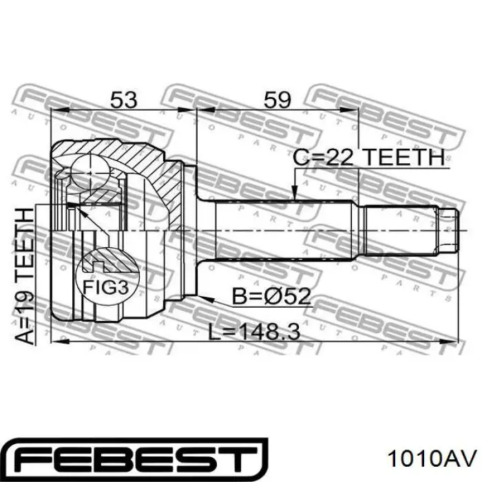 Граната колісна Febest 1010AV ціна, від 19.31 USD